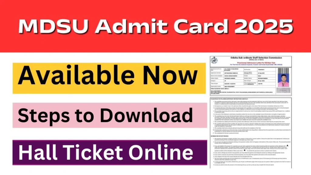 MDSU Admit Card 2025 Available