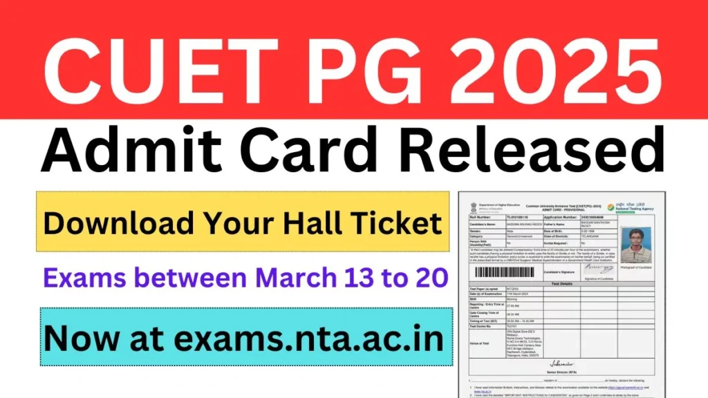 CUET PG 2025 Admit Card Released
