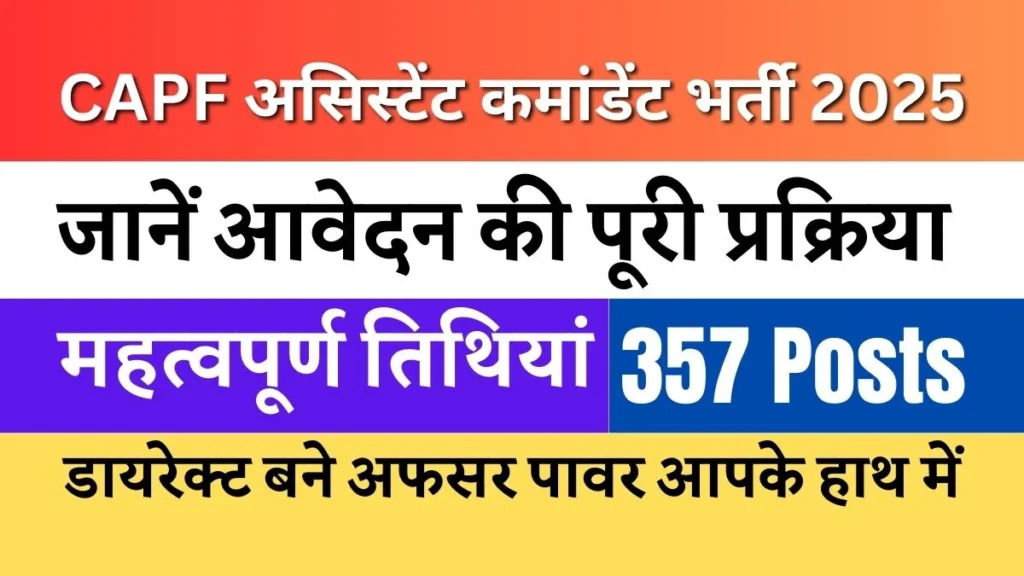 CAPF Assistant Commandant Recruitment 2025