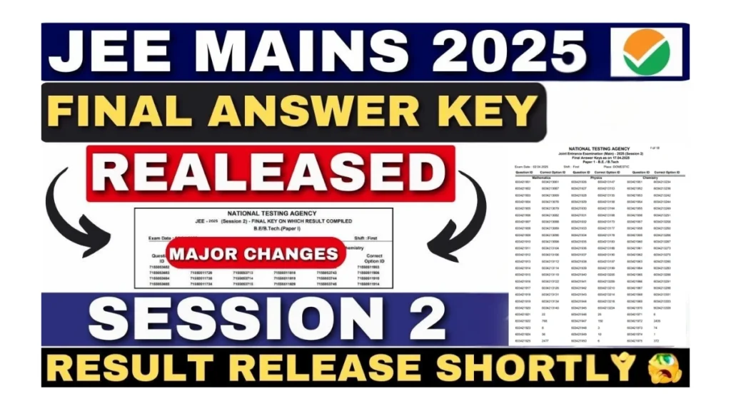JEE Mains Session 2 Final Answer Key