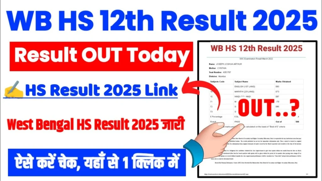 WB Board Class 12th Result 2025 Live