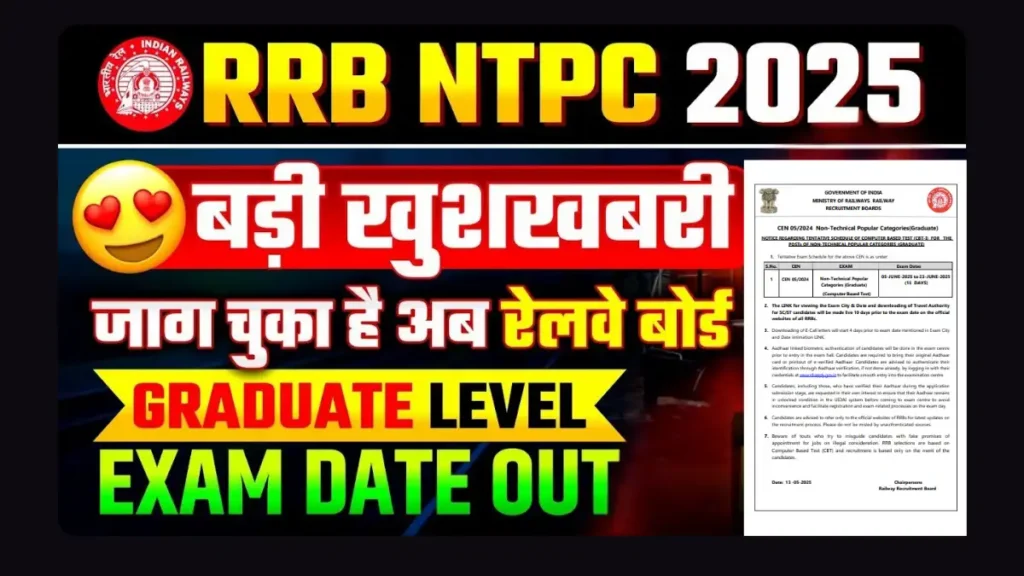 Railway RRB NTPC Graduate Level Exam Date 2025