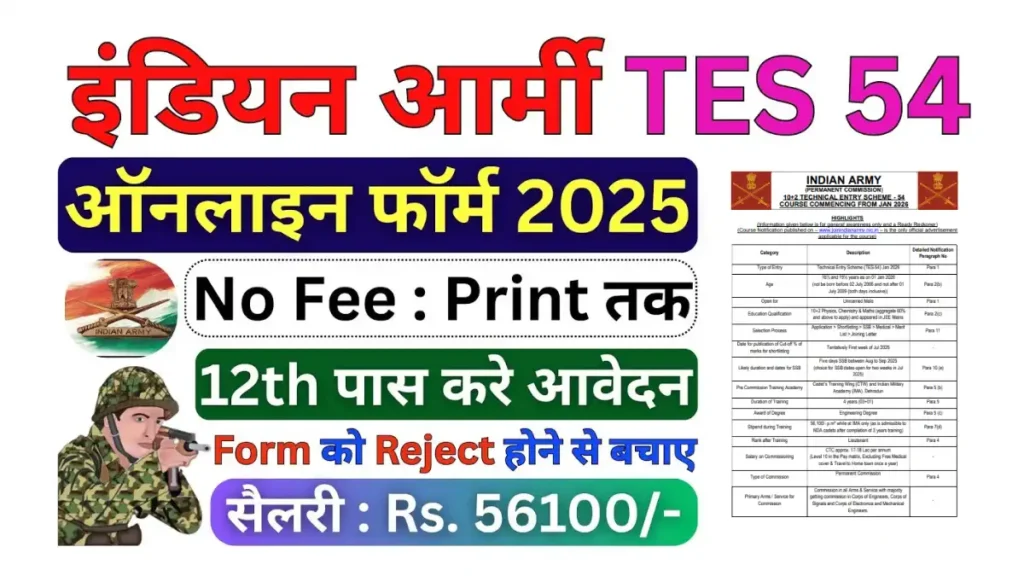 Indian Army TES 54 Entry 2025