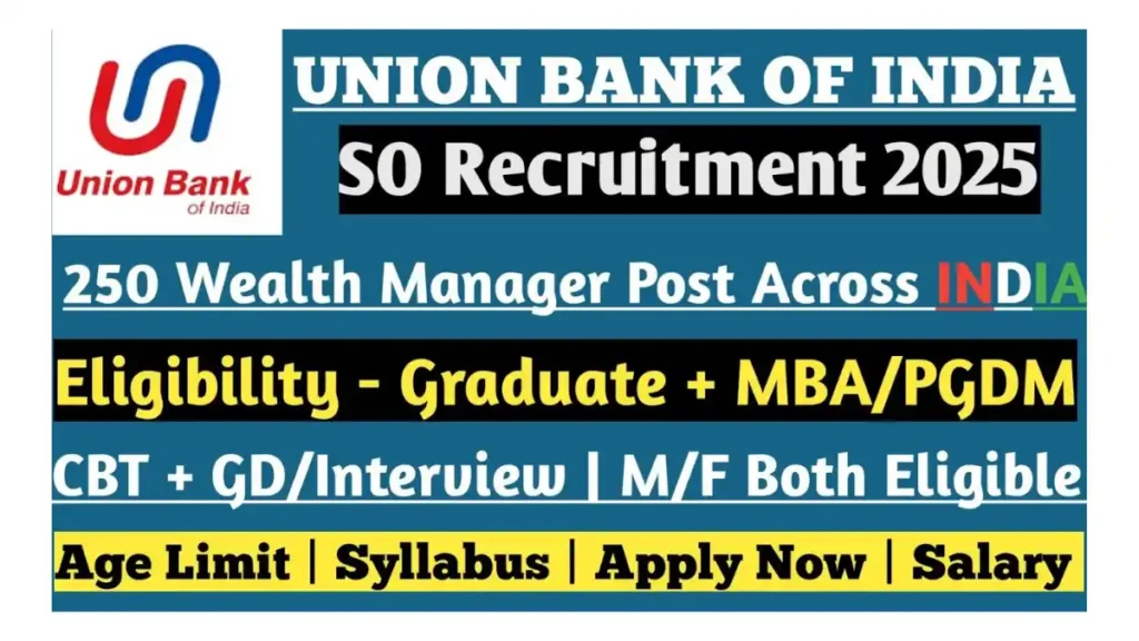 Union Bank Wealth Manager Recruitment 2025